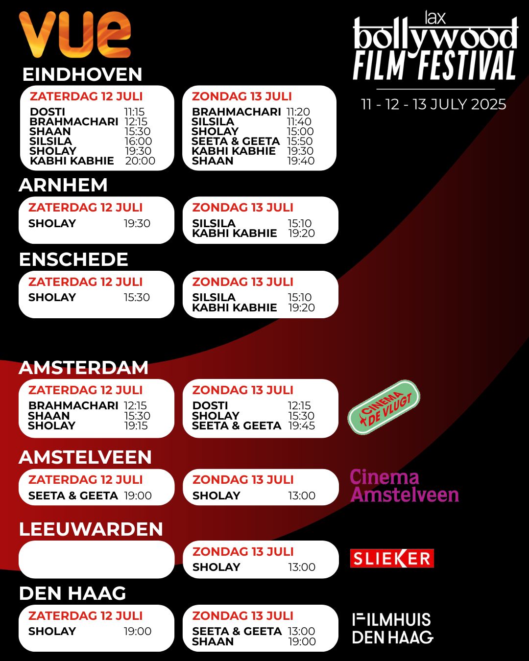 SHOWS VUE CINEMAS PER CITY